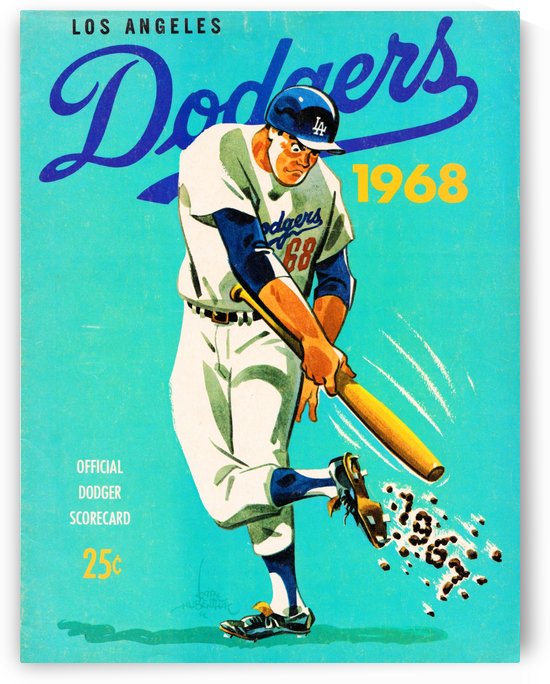 1968 Los Angeles Dodgers Scorecard Art by Row One Brand