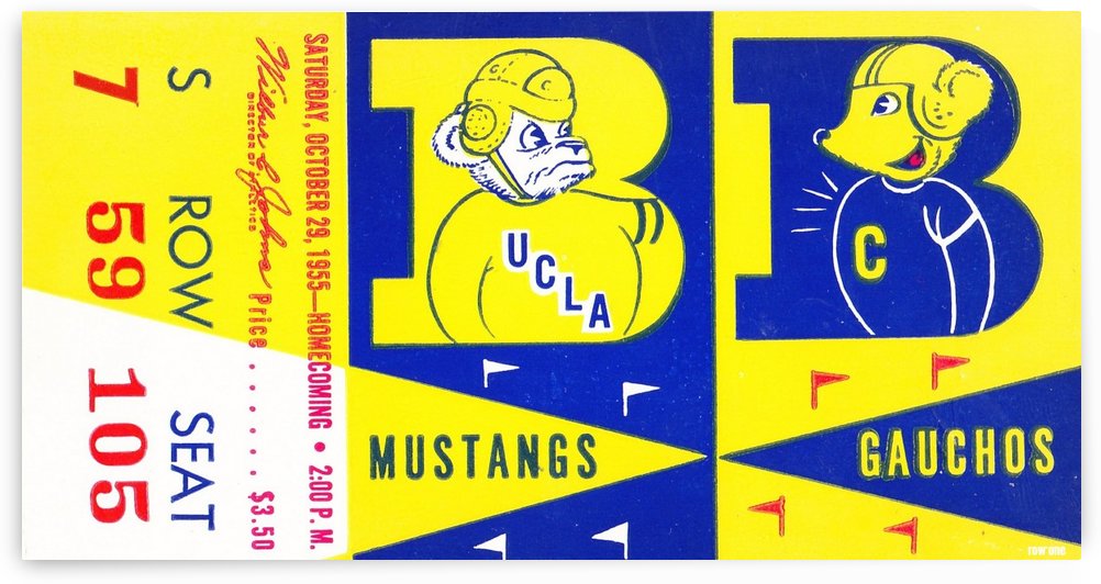 1955 UCLA  vs. Cal Football Ticket Art by Row One Brand