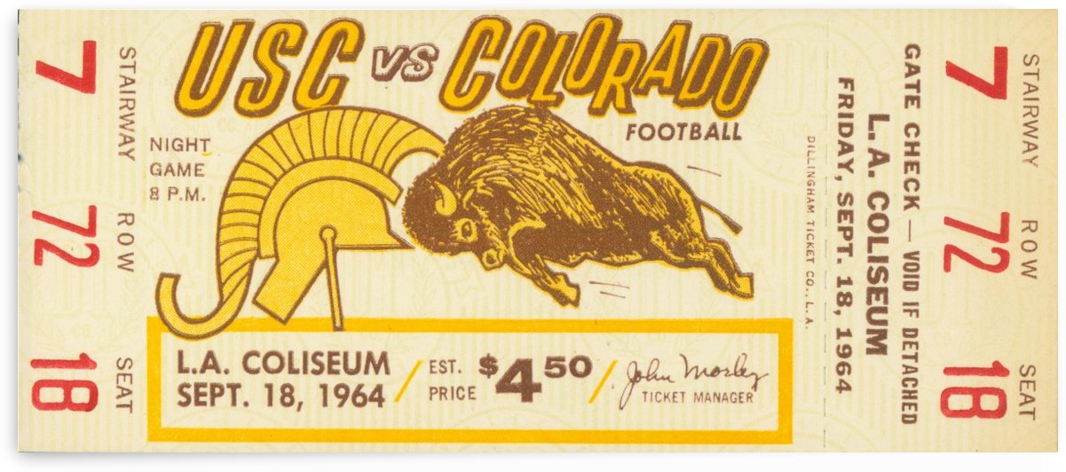 1964 USC vs. Colorado Football Ticket Canvas by Row One Brand