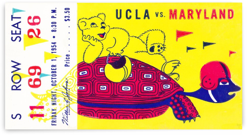 1954 Maryland vs. UCLA Football Ticket Art by Row One Brand