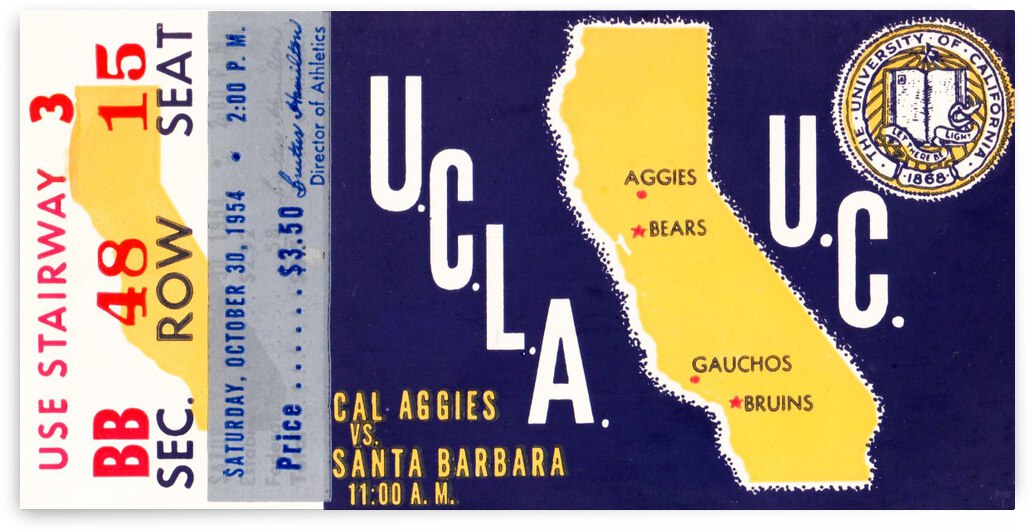 1954 UCLA Bruins vs. California Bears by Row One Brand