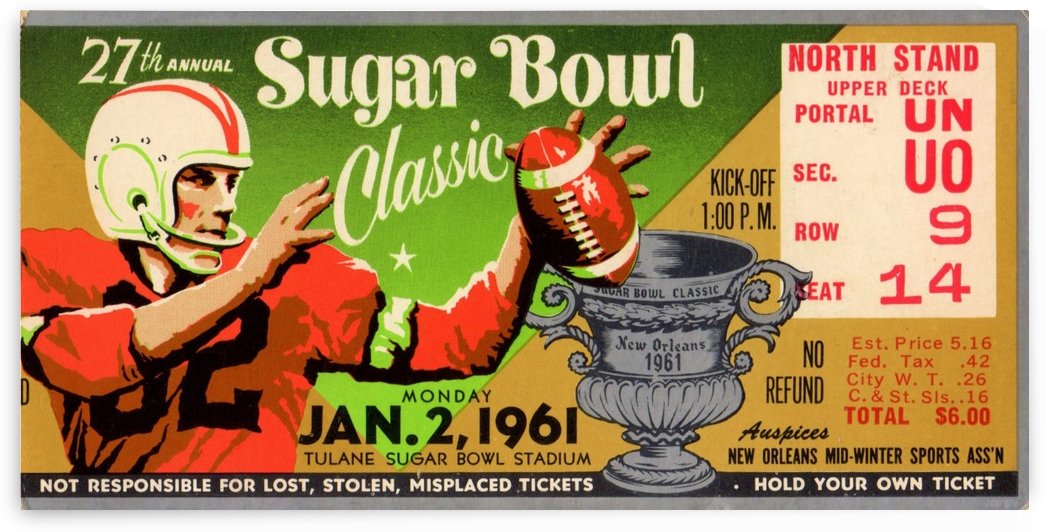 1961 Sugar Bowl Ole Miss National Champs by Row One Brand
