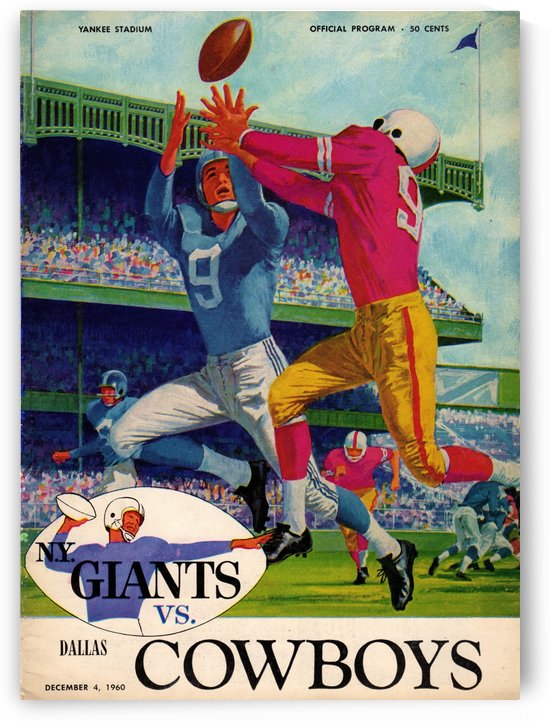 1960 Dallas Cowboys vs. New York Giants Football Program Art by Row One Brand