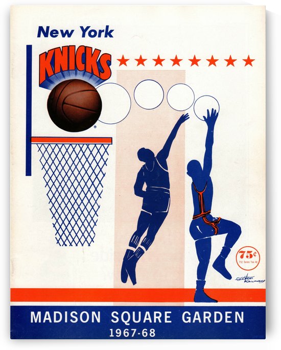1967 New York Knicks Basketball Art by Row One Brand