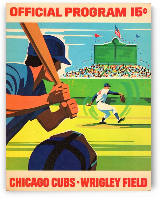 1971 Chicago Cubs Program Baseball Art by Row One Brand