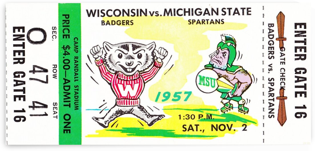 1957 Wisconsin Badgers vs. Michigan State  Spartans by Row One Brand