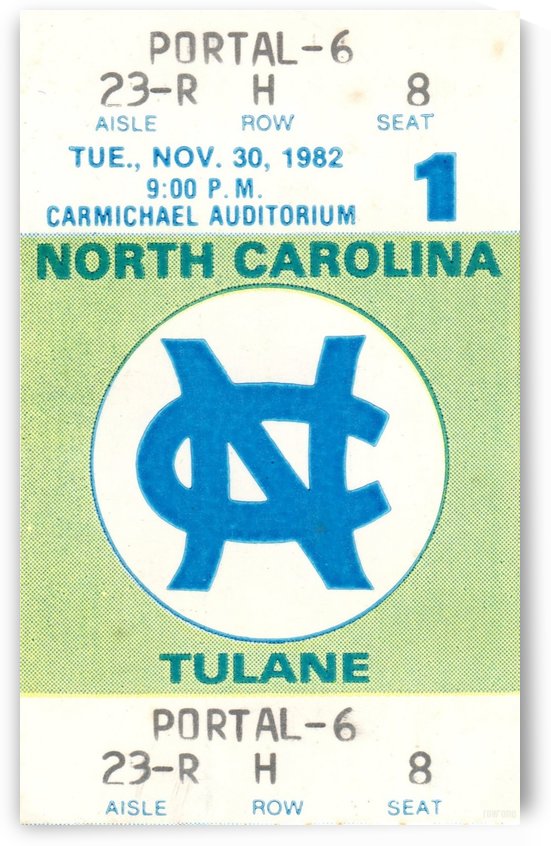 1982 North Carolina Basketball Ticket Art  by Row One Brand