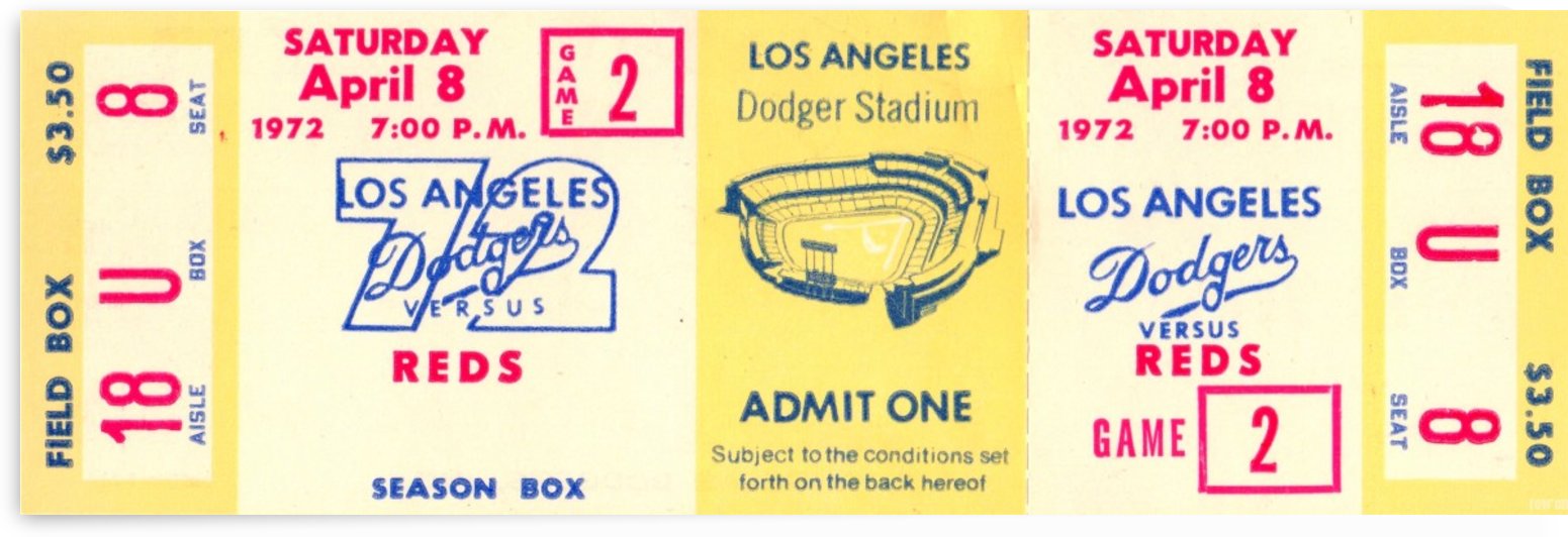 1972 Reds vs. Dodgers Ticket Stub Canvas Art by Row One Brand