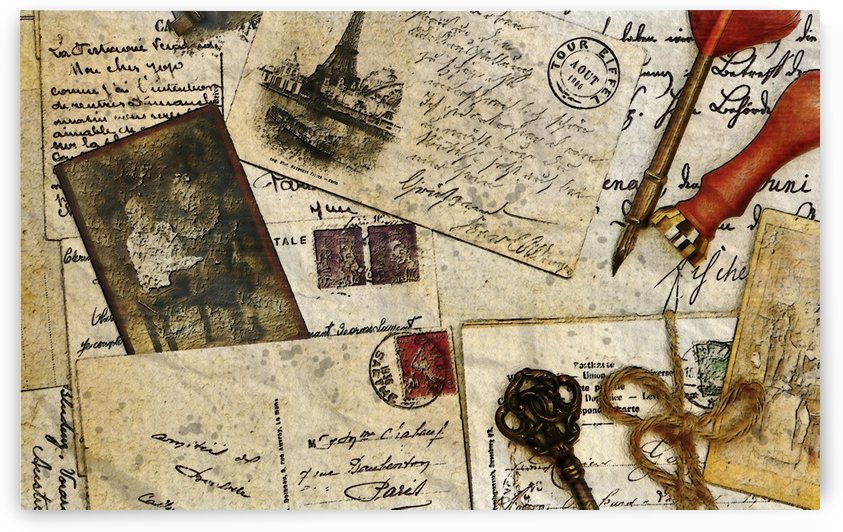 vintage post card letter pen ink by Shamudy