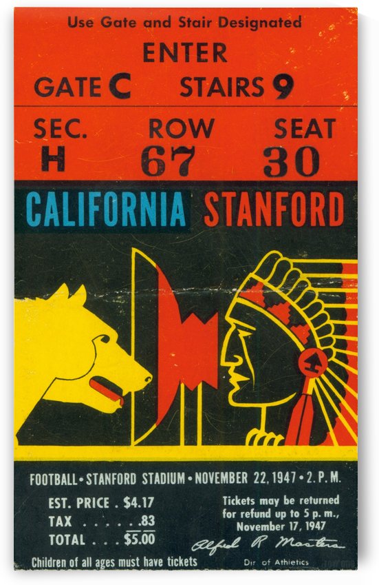 1947 Cal Golden Bears vs. Stanford Indians by Row One Brand