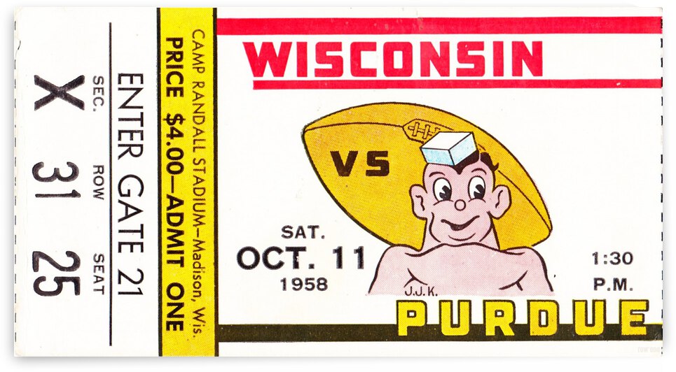 1958 Wisconsin Badgers vs. Purdue Boilermakers by Row One Brand