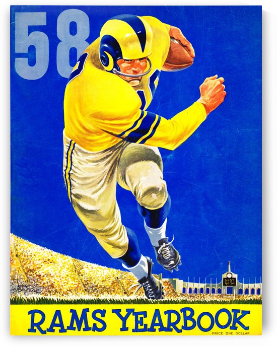 1958 LA Rams Football Yearbook Cover Art by Row One Brand