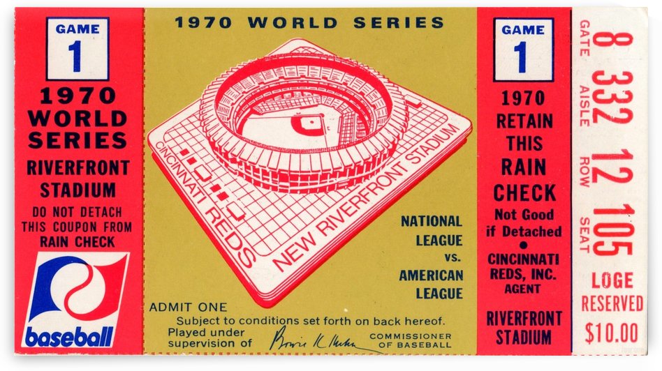 1970 World Series Ticket Game 1 Stub Print by Row One Brand