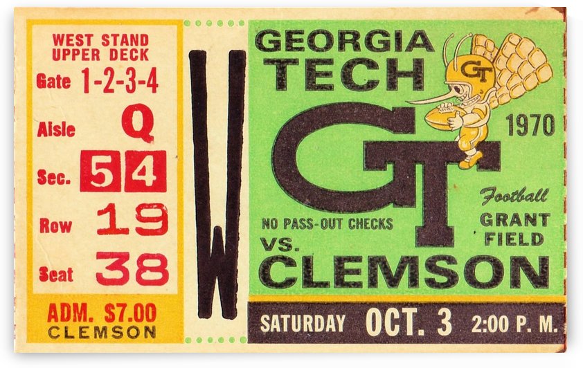 1970_College_Football_Clemson vs. Georgia Tech_Grant Field_Row One Brand by Row One Brand