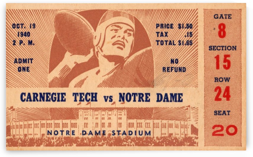1940 Carnegie Tech vs. Notre Dame by Row One Brand