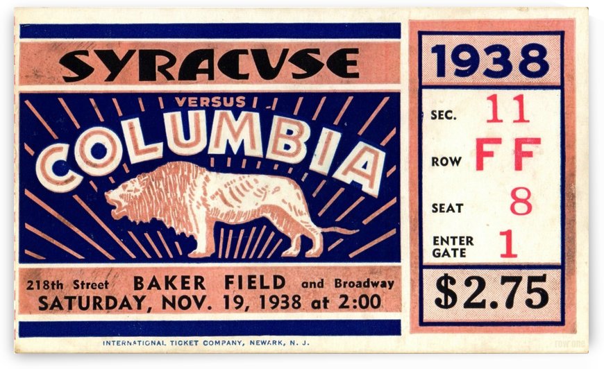 1938_College_Football_Syracuse vs. Columbia_Baker Field_New York City_Row One Brand by Row One Brand