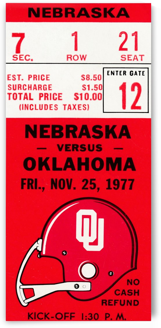 1977 Oklahoma vs. Nebraska by Row One Brand