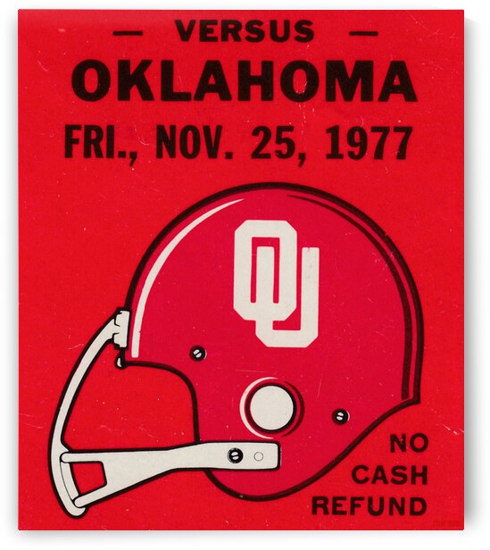 1977 Oklahoma Sooners Helmet Art by Row One Brand