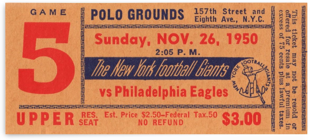 1950_National Football League_Philadelphia Eagles vs. New York Giants_Polo Grounds_NYC_Row One Brand by Row One Brand