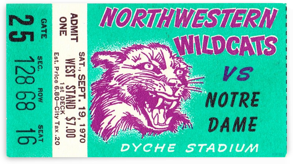 1970_College_Football_Notre Dame vs. Northwestern_Dyche Stadium_Evanston_Row One Brand by Row One Brand