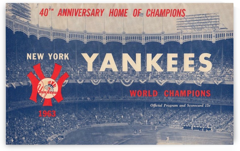 1963 New York Yankees Baseball Art  by Row One Brand