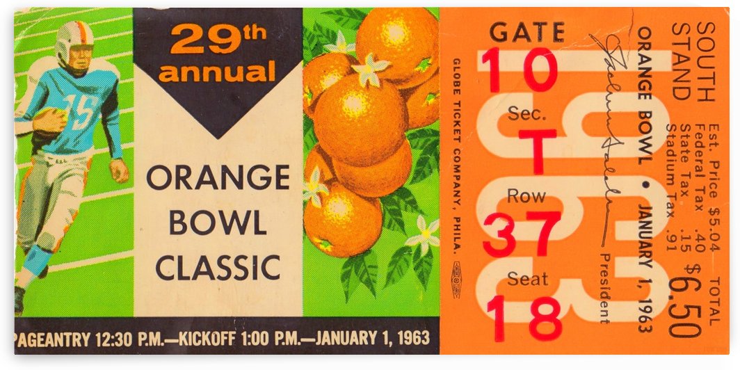 1963 Orange Bowl Alabama Win by Row One Brand