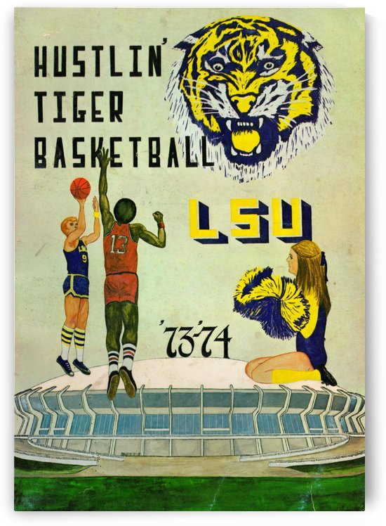 1973 Hustlin Tiger Basketball Art by Row One Brand