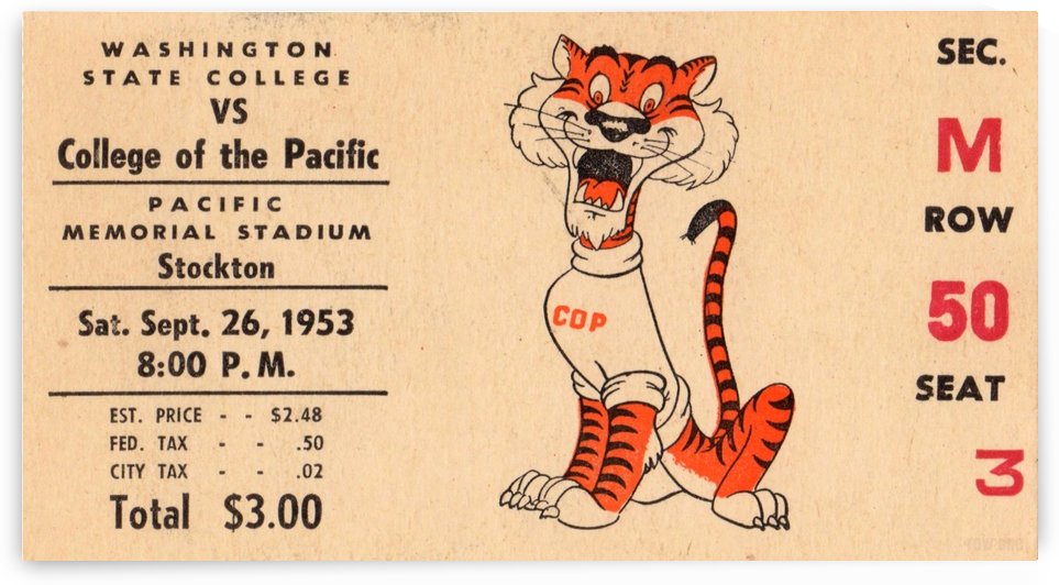1953_College_Football_Washington State vs. Pacific_Memorial Stadium_Stockton_Row One Brand by Row One Brand