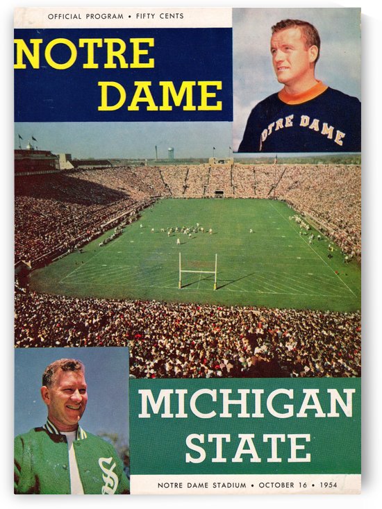 1954 Michigan State at Notre Dame Football Cover Art by Row One Brand