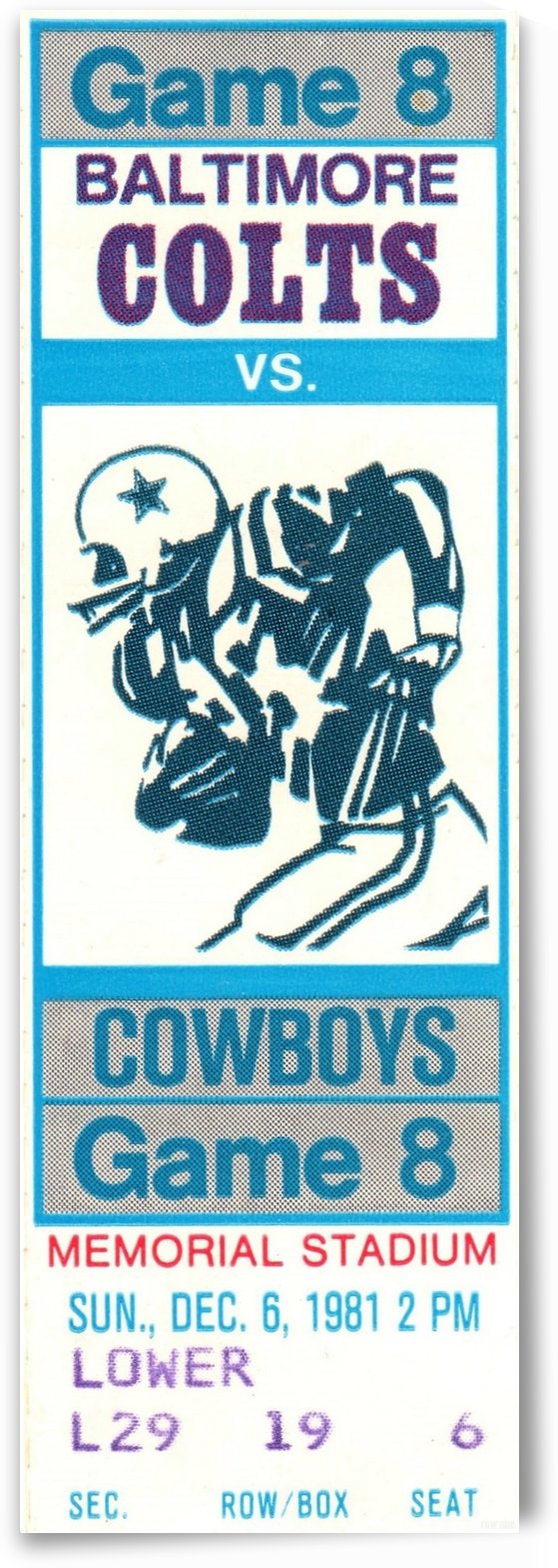 1981 Colts vs. Cowboys by Row One Brand