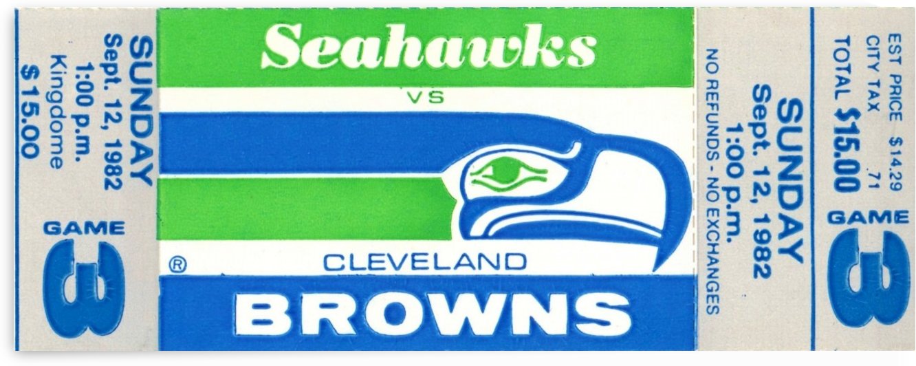 1982 Cleveland Browns vs. Seattle Seahawks Ticket Art by Row One Brand