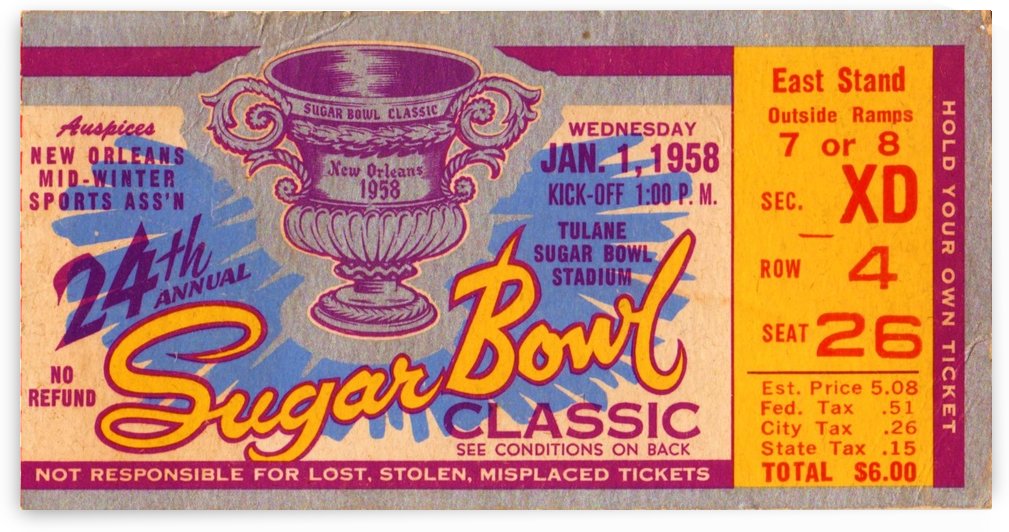 1958 Sugar Bowl Ole Miss vs. Texas by Row One Brand