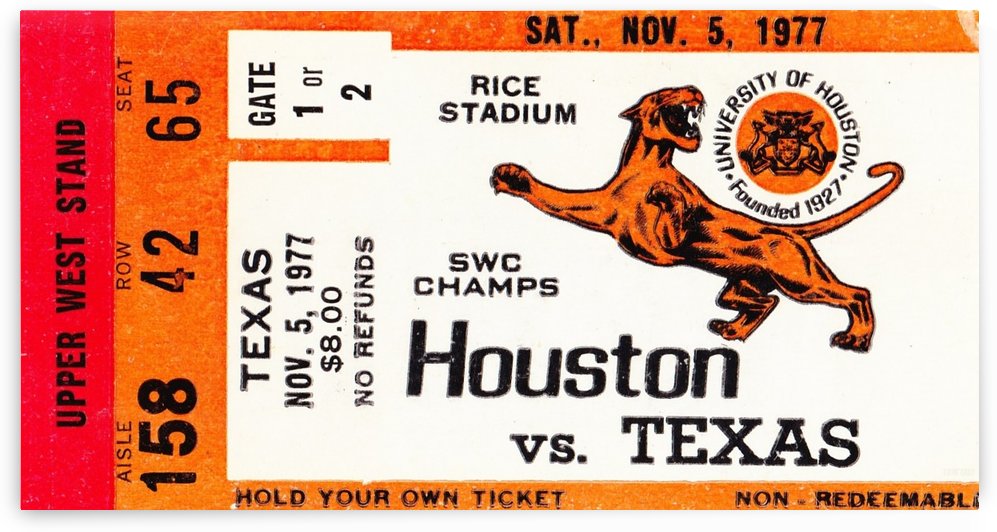 1977 Texas Longhorns vs. Houston Cougars by Row One Brand