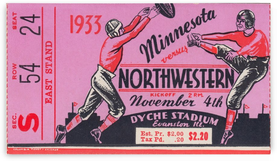 1933 Minnesota vs. Northwestern by Row One Brand