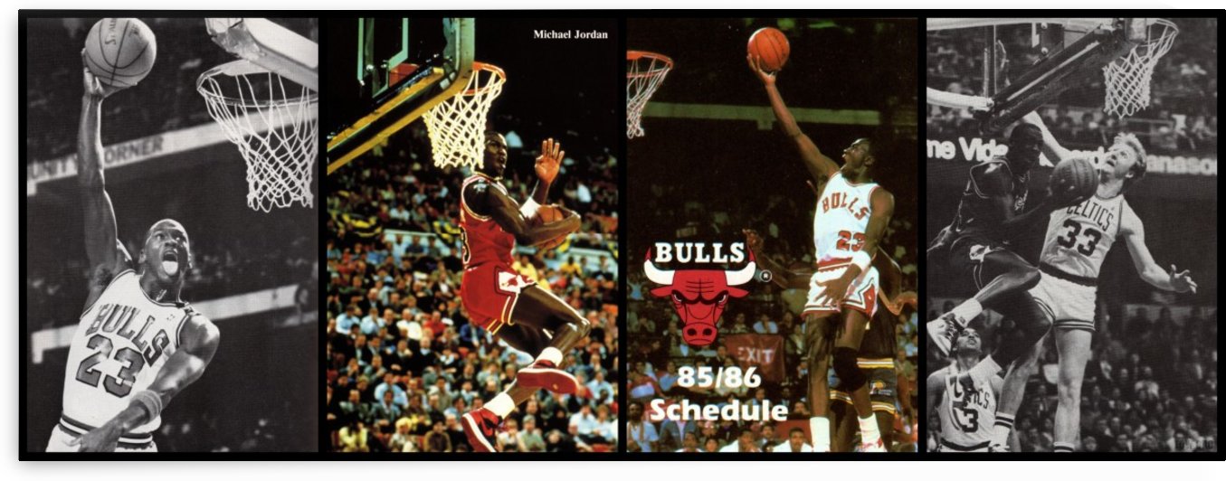 Michael Jordan 80s Basketball Art Collage  by Row One Brand