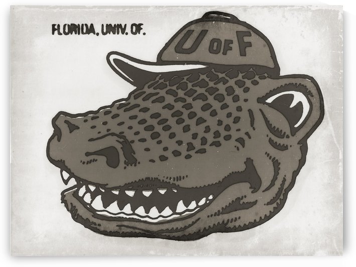 Vintage Florida Gator Art Reproduction Print Black and White by Row One Brand