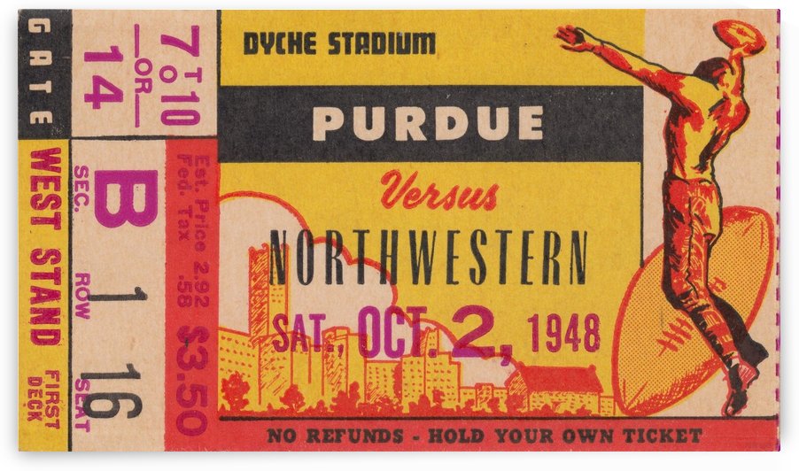 1948 Northwestern Wildcats vs. Purdue Boilermakers by Row One Brand