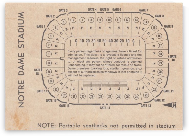 1982 Notre Dame Football Stadium Map Reproduction Art_College Map Art by Row One Brand