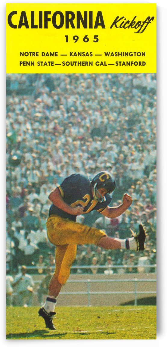 1965 College Football Photo California Bears Kickoff Punter Art by Row One Brand
