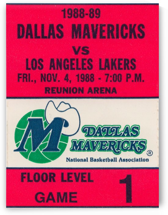 Dallas Mavericks Basketball Ticket Stub Wall Art Print_Sports Ticket Reproduction by Row One Brand