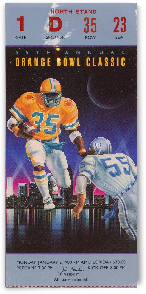 1989 Orange Bowl Ticket Wall Art by Row One Brand