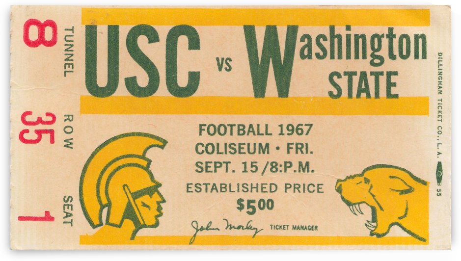 1967_College_Football_USC vs. Washington State_Los Angeles Coliseum_College Football Art by Row One Brand
