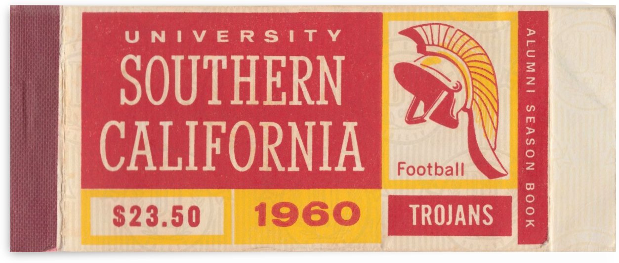 1960 College Football Season Ticket Art USC Trojans Alumni Season Book Reproduction Art by Row One Brand