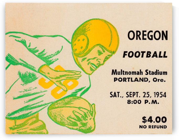Vintage College Football Art Oregon Ducks Wall Art Ticket Stub Reproduction by Row One Brand