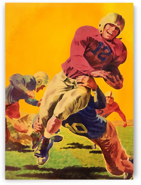 Vintage Football Watercolor Art Print by Row One Brand