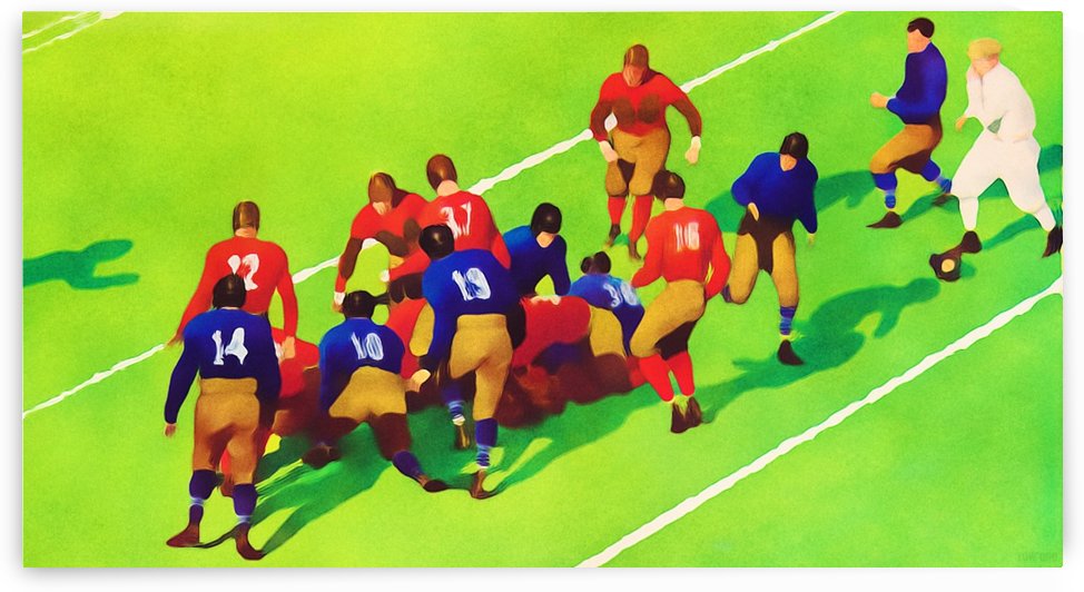 Vintage Football Art Sunny Day Gridiron Artwork by Row One Brand