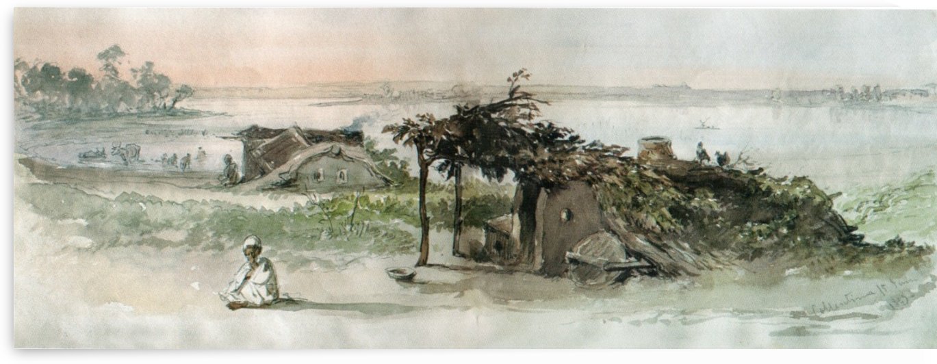 A hut in the village of Colentina by Amadeo Preziosi