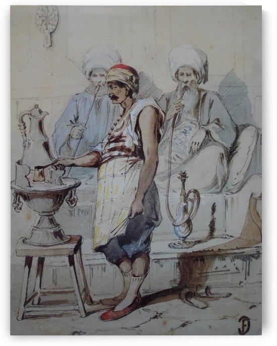 Smoking and making coffee by Amadeo Preziosi