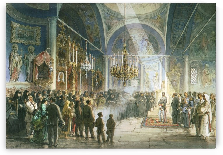 Carol I visiting Monastery Pasarea by Amadeo Preziosi