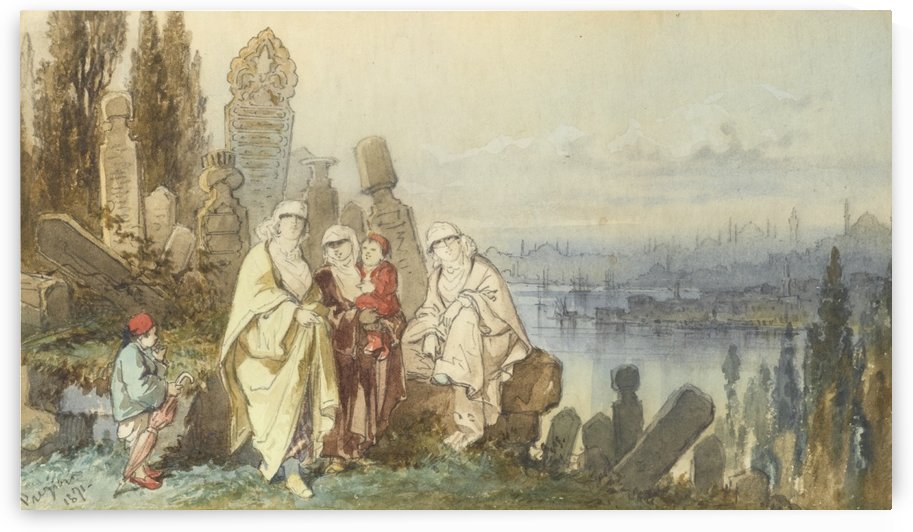 Ottoman cemetery by Amadeo Preziosi